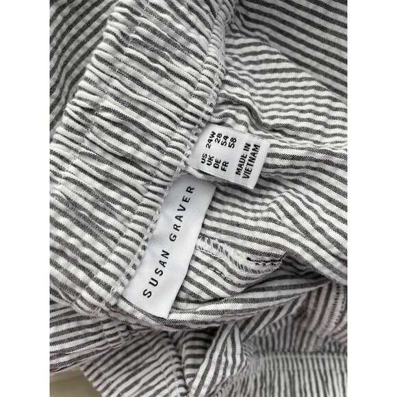 Susan Graver Regular Stripe Stretch Seersucker Crop Pants Black Plus Size 24 NEW - Picture 5 of 7